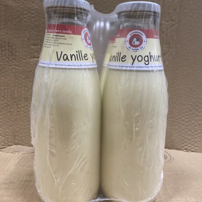 Yoghurt Vanille 4 x 750 ml GLAS De Vrolijke Koe