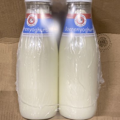 Boeren VOLLE Yoghurt naturel 4 x 750 ml GLAS De Vrolijke koe