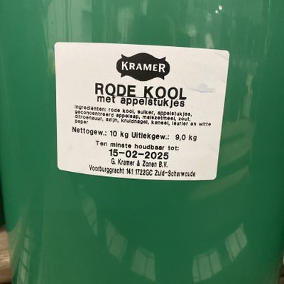 Rode kool met appel fijn GEKOOKT 10 ltr